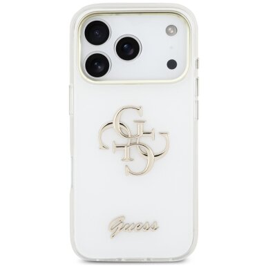 iPhone 17 Pro Guess IML 4G Script Metal dėklas – baltas 2