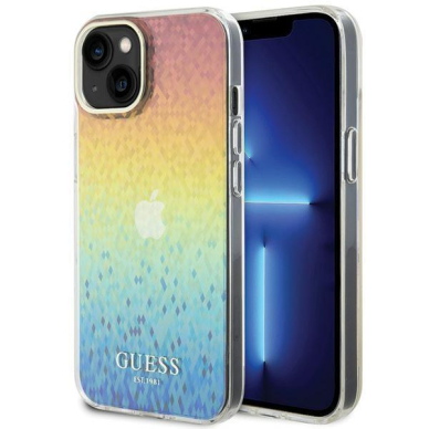 Dėklas Guess IML Faceted Mirror Disco Iridescent   iPhone 15 - multicolored Dėklas Guess IML Faceted Mirror Disco Iridescent   iPhone 15 - multicolored