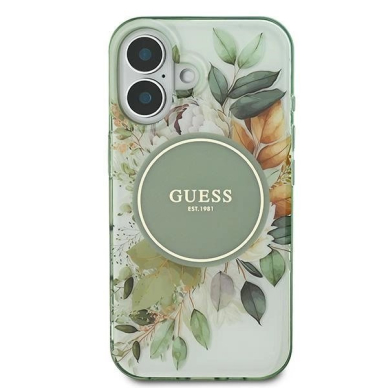 iPhone 16 – Guess IML Flower & Tonal Circle MagSafe dėklas - Žalias 2
