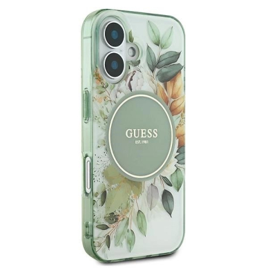 iPhone 16 – Guess IML Flower & Tonal Circle MagSafe dėklas - Žalias 3