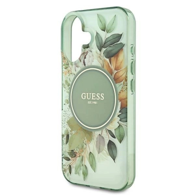 iPhone 16 – Guess IML Flower & Tonal Circle MagSafe dėklas - Žalias 5