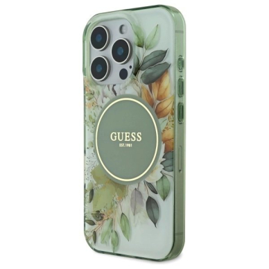 iPhone 16 Pro Max – Guess IML Flower & Tonal Circle MagSafe dėklas - Žalias 1