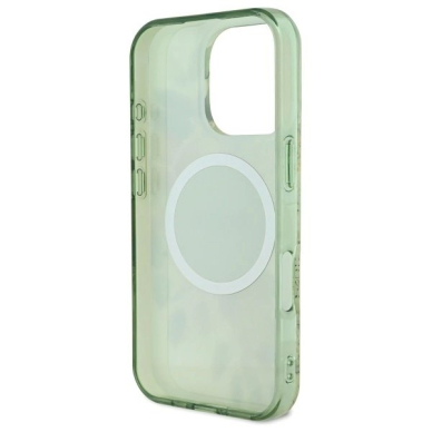iPhone 16 Pro Max – Guess IML Flower & Tonal Circle MagSafe dėklas - Žalias 5