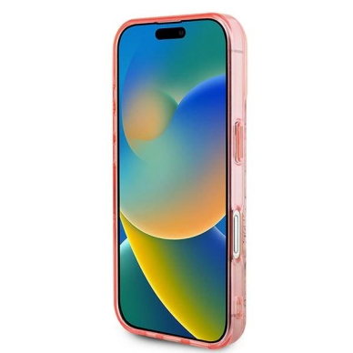 iPhone 16 Plus Guess IML Flower & Tonal Circle MagSafe dėklas – rožinis 4
