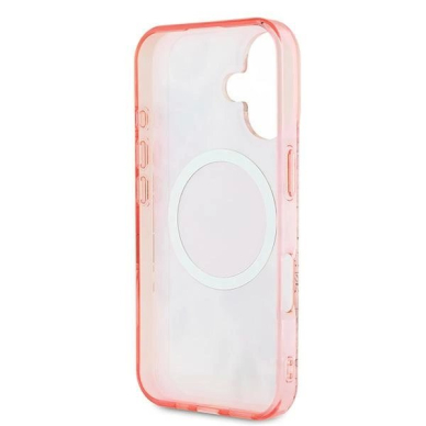 iPhone 16 Plus – Guess IML Flower & Tonal Circle MagSafe dėklas - Rožinis 6