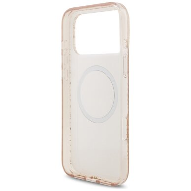 iPhone 17 Pro Max Guess IML Flowers Electro Pearl Strap MagSafe dėklas – rožinis 6
