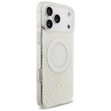 iPhone 17 Pro Max Guess IML Flowers Electro Pearl Strap MagSafe dėklas – baltas 3 iPhone 17 Pro Max Guess IML Flowers Electro Pearl Strap MagSafe dėklas – baltas 3