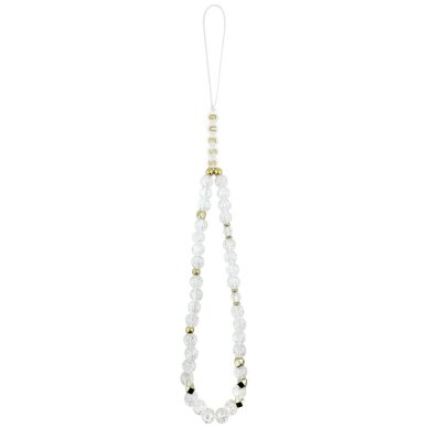 iPhone 17 Pro Guess IML Flowers Electro Pearl Strap MagSafe dėklas – baltas 1