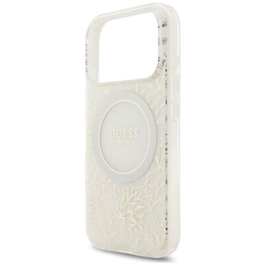 iPhone 17 Pro Guess IML Flowers Electro Pearl Strap MagSafe dėklas – baltas 5 iPhone 17 Pro Guess IML Flowers Electro Pearl Strap MagSafe dėklas – baltas 5