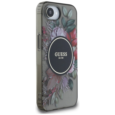 iPhone 16e – Guess IML Flowers MagSafe dėklas - Juodas 3