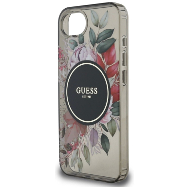 iPhone 16e – Guess IML Flowers MagSafe dėklas - Juodas 5