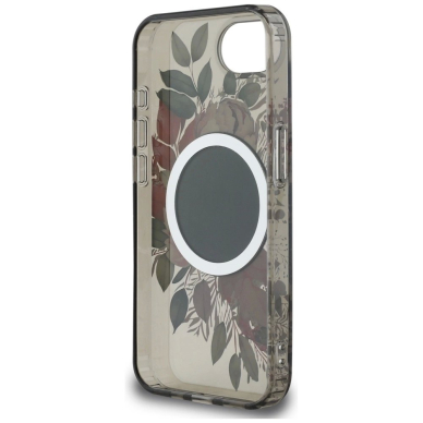 iPhone 16e – Guess IML Flowers MagSafe dėklas - Juodas 6