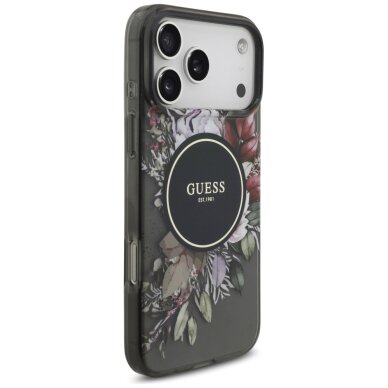 iPhone 17 Pro Max Guess IML Flowers Pearl Strap MagSafe dėklas – juodas 3 iPhone 17 Pro Max Guess IML Flowers Pearl Strap MagSafe dėklas – juodas 3