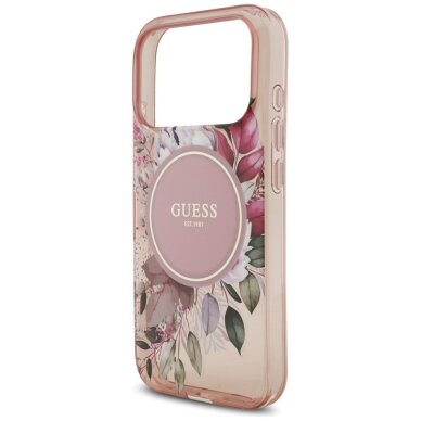 iPhone 17 Pro Guess IML Flowers Pearl Strap MagSafe dėklas – rožinis 5 iPhone 17 Pro Guess IML Flowers Pearl Strap MagSafe dėklas – rožinis 5