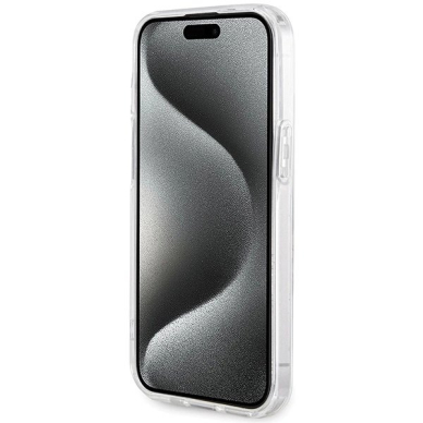 iPhone 15 / 14 / 13 Guess IML Flowers Wreatch MagSafe dėklas - permatomas 4