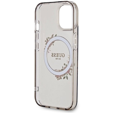 iPhone 15 / 14 / 13 Dėklas Guess IML Flowers Wreath MagSafe – juodas 6