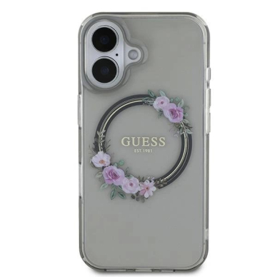 iPhone 16 – Guess IML Flowers Wreath MagSafe dėklas - Juodas 2