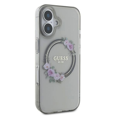 iPhone 16 – Guess IML Flowers Wreath MagSafe dėklas - Juodas 3