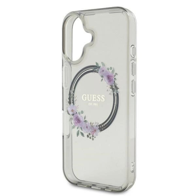iPhone 16 – Guess IML Flowers Wreath MagSafe dėklas - Juodas 5