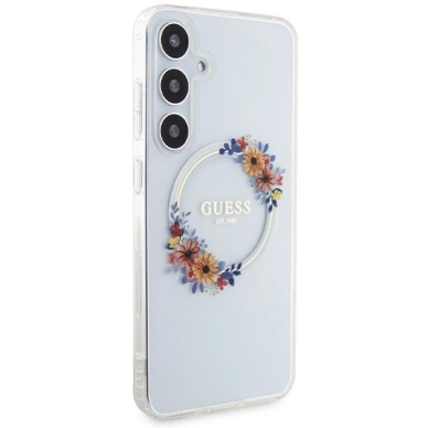 Guess IML Flowers Wreath MagSafe Dėklas skirtas Samsung Galaxy S24+ - Permatomas 3