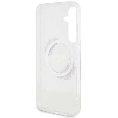 Guess IML Flowers Wreath MagSafe Dėklas skirtas Samsung Galaxy S24+ - Permatomas 6