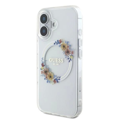 iPhone 16 – Guess IML Flowers Wreath MagSafe dėklas - Skaidrus 1 iPhone 16 – Guess IML Flowers Wreath MagSafe dėklas - Skaidrus 1