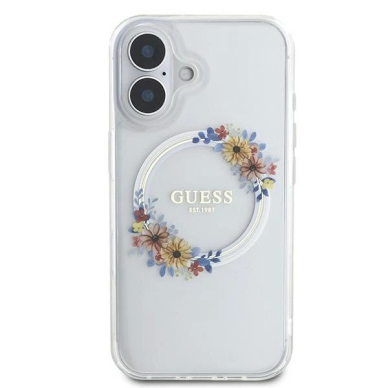 iPhone 16 – Guess IML Flowers Wreath MagSafe dėklas - Skaidrus 2