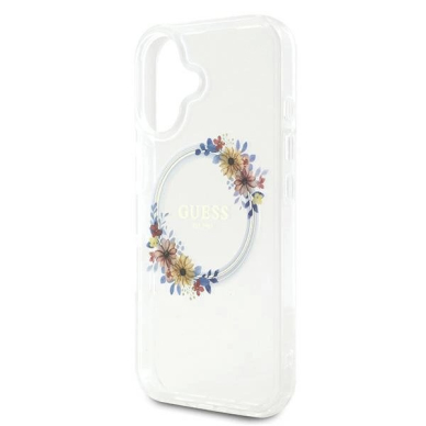 iPhone 16 – Guess IML Flowers Wreath MagSafe dėklas - Skaidrus 5