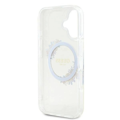 iPhone 16 – Guess IML Flowers Wreath MagSafe dėklas - Skaidrus 6