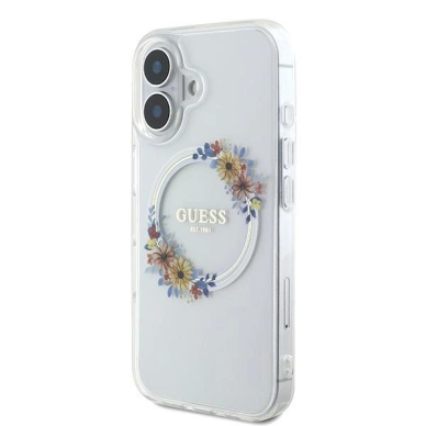 Dėklas Guess IML Flowers Wreath MagSafe iPhone 16 Plus - Clear 1 Dėklas Guess IML Flowers Wreath MagSafe iPhone 16 Plus - Clear 1