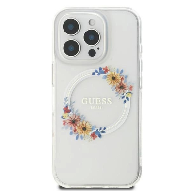 iPhone 16 Pro – Guess IML Flowers Wreath MagSafe dėklas - Skaidrus 2 iPhone 16 Pro – Guess IML Flowers Wreath MagSafe dėklas - Skaidrus 2