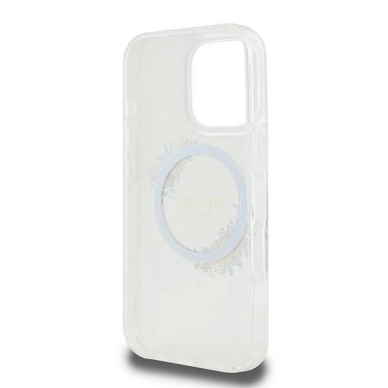 iPhone 16 Pro – Guess IML Flowers Wreath MagSafe dėklas - Skaidrus 6