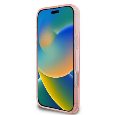 iPhone 16 Pro – Guess IML Flowers Wreath MagSafe dėklas - Rožinis 4