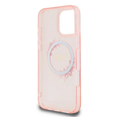 iPhone 16 Pro – Guess IML Flowers Wreath MagSafe dėklas - Rožinis 6