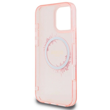 iPhone 16 Pro Max Dėklas Guess IML Flowers Wreath MagSafe – rožinis 6