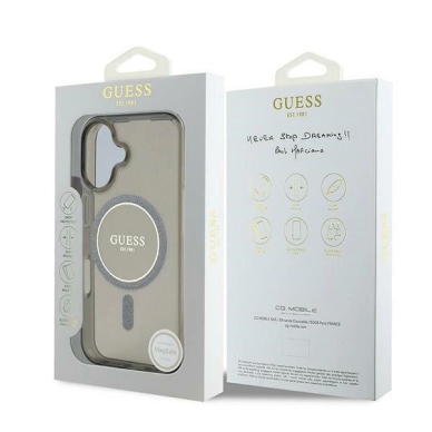iPhone 16 Guess IML Glitter Circle MagSafe dėklas - juodas 7