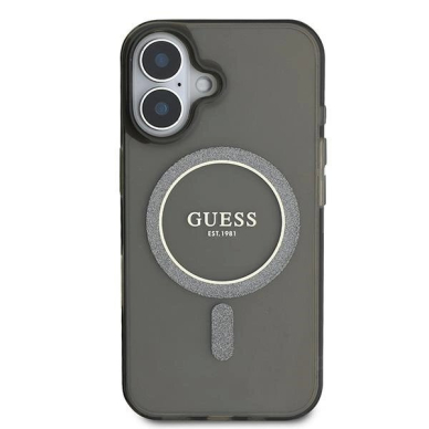 iPhone 16 – Guess IML Glitter Circle MagSafe dėklas - Juodas 2
