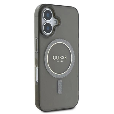 iPhone 16 – Guess IML Glitter Circle MagSafe dėklas - Juodas 3
