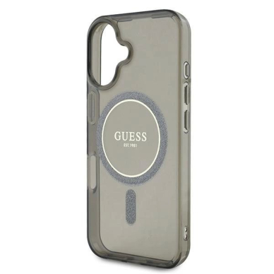 iPhone 16 – Guess IML Glitter Circle MagSafe dėklas - Juodas 5