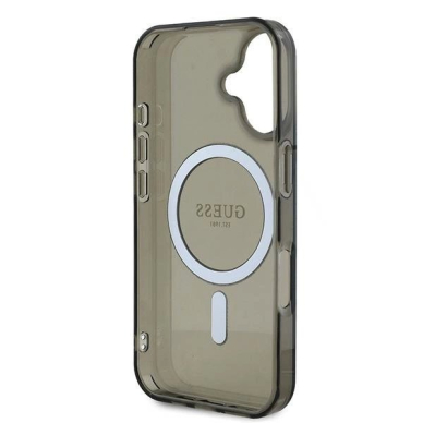 iPhone 16 – Guess IML Glitter Circle MagSafe dėklas - Juodas 6