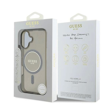 iPhone 16 – Guess IML Glitter Circle MagSafe dėklas - Juodas 7