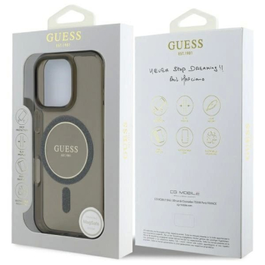 Dėklas Guess IML Glitter Circle MagSafe iPhone 16 Pro - Juodas 7 Dėklas Guess IML Glitter Circle MagSafe iPhone 16 Pro - Juodas 7