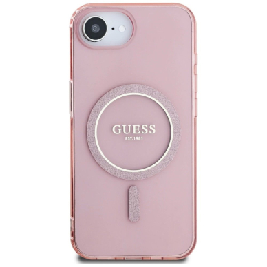 iPhone 16e – Guess IML Glitter Circle MagSafe dėklas - Rožinis 2