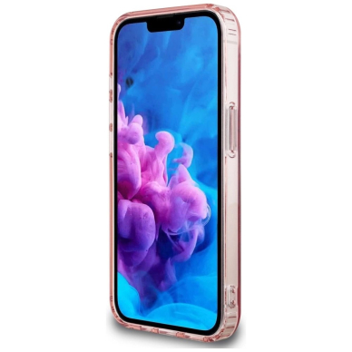 iPhone 16e – Guess IML Glitter Circle MagSafe dėklas - Rožinis 4