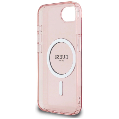 iPhone 16e – Guess IML Glitter Circle MagSafe dėklas - Rožinis 6