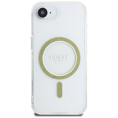 iPhone 16e – Guess IML Glitter Circle MagSafe dėklas - Skaidrus 2