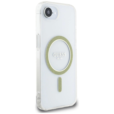 iPhone 16e – Guess IML Glitter Circle MagSafe dėklas - Skaidrus 3