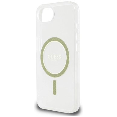 iPhone 16e – Guess IML Glitter Circle MagSafe dėklas - Skaidrus 5