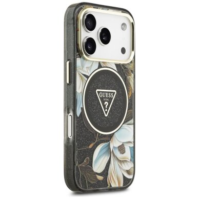 iPhone 17 Pro Max Guess IML Glitter Flowers Triangle MagSafe dėklas – juodas 3 iPhone 17 Pro Max Guess IML Glitter Flowers Triangle MagSafe dėklas – juodas 3