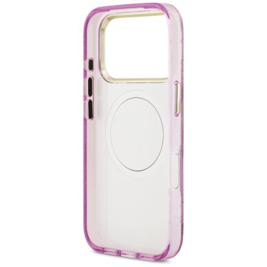 iPhone 17 Pro Max Guess IML Glitter Flowers Triangle MagSafe dėklas – violetinis 6